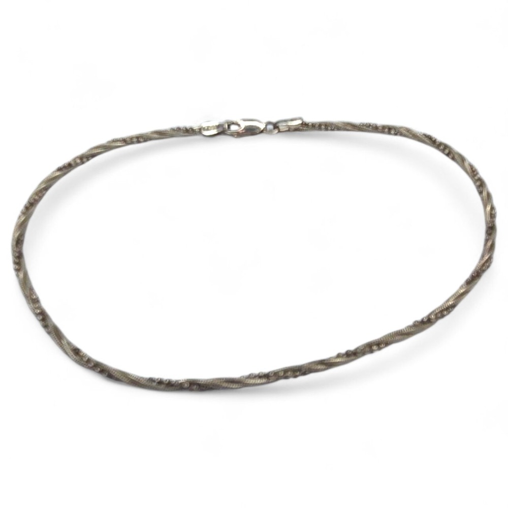GL Italy Anklet Sterling Silver 925 10.5" Silver Vintage Twisted Rope Chain
